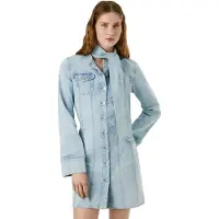 Pepe Jeans para mulher. PL9537688 Vestido Ella azul (S), Casual, Algodão, Manga comprida