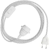 Creative Cables Abajur Snakebis Twisted E14-conjunto De Cabo Com Suporte Para Lâmpada. Cabo Trançado Em Tecido E Ficha De Dois Pinos 1.8 M