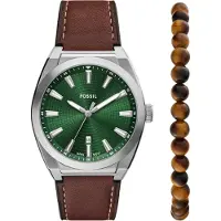 Fossil Relógios analógicos 'EVERETT' castanho escuro / verde escuro / prata
