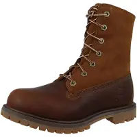 Timberland para mulher. TB18328R2421 Botins em pele com parte superior enrolada e forro castanho quente (38 W), Couro, Marrom, Plano, Cordão