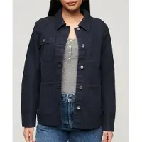 Superdry para mulher. W5011711A Casaco de lona Navy Chore (L), Casual, Algodão, Manga comprida, Marinho