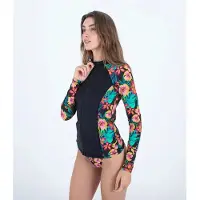 Hurley Rash Guard Com Mangas Compridas E Fecho éclair Fiji Fantasy Front