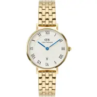 Daniel Wellington Petite 28 Roman Numerals Date 5-Link White Gold DW00100857