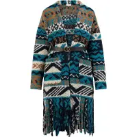 IZIA Casaco de malha turquesa / oliveira / preto / branco