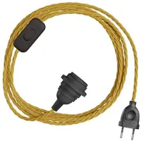 Creative Cables Quebra-luz Snakebis Twisted E14-conjunto De Cabo Com Suporte Para Lâmpada. Cabo Trançado Em Tecido E Ficha De Dois Pinos 1.8 M
