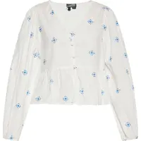 Dreimaster Blusa azul / branco lã