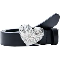 Desigual , CINTURÃO CORAÇÃO COURO, Cow Leather, Preto, 85