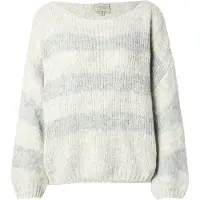 Herrlicher Pullover 'Leena' cinzento claro / verde escuro