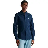 Gant para homem. 3230115 Camisa Oxford Slim Fit com elástico azul-marinho (XL), Casual, Algodão, Clássico, Manga comprida