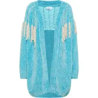 IZIA Casaco de malha turquesa / offwhite