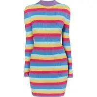 Mymo Vestido de malha 'Biany' azure / limão / roxo / vermelho sangue