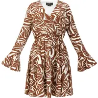 Faina Vestido castanho escuro / branco