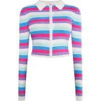 Mymo Casaco de malha 'Blonda' azure / roxo / cyclam / branco