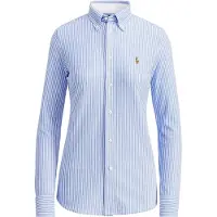 Ralph Lauren para mulher. 211664416002 Camisa de malha oxford com riscas azuis (S), Azul, Casual, Algodão, Manga comprida