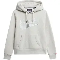 Superdry para mulher. W2012491A Moletom com capuz Super Athletics cinza (XL), Casual, Algodão