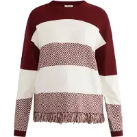 Usha Pullover 'Carnea' bordeaux / branco