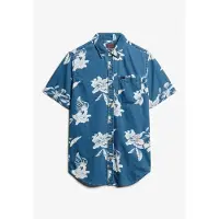Superdry para homem. M4010936A Camisa azul do tear (S), Casual, Algodão, Manga curta