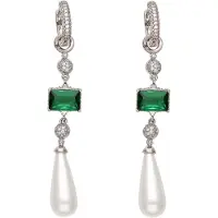 NAEMI Brincos verde / prata / transparente / branco pérola