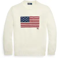 Ralph Lauren unisex. 710718281009 A icónica camisola com a bandeira branca (L), Branco, Casual, Algodão