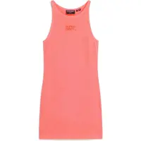 Superdry para mulher. W8011595A Vestido Channel bordado cor-de-rosa (S), Casual, Sem mangas / correias, Algodão orgânico, Sustentável