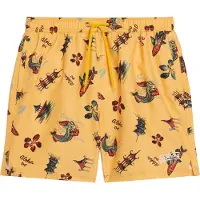 Superdry para homem. M3010232A Fato de banho com estampado havaiano reciclado amarelo (S), Beachwear, Polister Reciclado, Sustentável