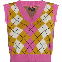 MyMo ROCKS Pullover mostarda / rosa / preto / branco