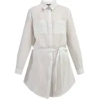 Dreimaster Vestido azul claro / ouro / offwhite