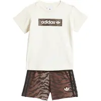 Adidas Conjuntos 'AOP SHORT TEE' castanho / chocolate / branco natural
