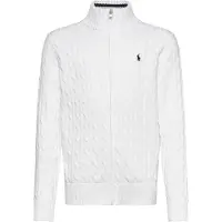 Ralph Lauren para menino. 323A95566002 Casaco de malha canelada com fecho de correr parcial, branco ((XL) 13/14Años= 163/174cm), Casual