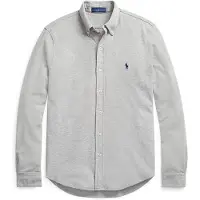 Ralph Lauren para homem. 710654408019 Camisa de piqué cinzenta ultraleve (S), Casual, Cinza, Algodão, Manga comprida