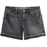 Superdry para mulher. W7110449A Calções pretos de cintura média (28), Casual, Algodão, Denim