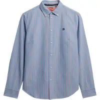 Superdry para mulher. W4010565A Camisa oxford de corte justo azul (S), Casual, Algodão, Manga comprida
