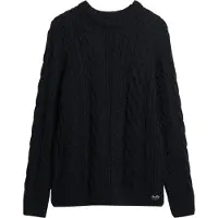 Superdry para homem. M6110638A Pulôver de malha entrançada Jacob Navy (L), Casual, Acrílico, Sustentável, Marinho