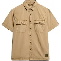 Superdry para homem. M4010791A Camisa militar castanha de manga curta (S), Marrom, Casual, Algodão