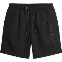 Superdry para homem. M3010227A Fato de banho preto bordado Premium (M), Beachwear, Sustentável, Poliéster reciclado