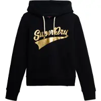 Superdry para mulher. W2012491A Moletom com capuz Super Athletics preto (M), Casual, Algodão