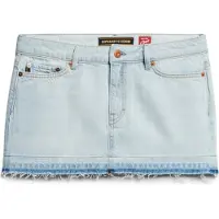 Superdry para mulher. W7210317A Minissaia de ganga azul (30), Casual, Algodão, Denim