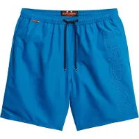 Superdry para homem. M3010246A Fato de banho bordado Premium 43,2 cm azul (M), Beachwear, Polister Reciclado, Sustentável