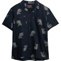 Superdry para homem. M4010793A Camisa de praia de manga curta azul-marinho (S), Casual, Algodão