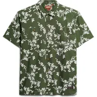 Superdry para homem. M4010793A Camisa de praia verde de manga curta (S), Casual, Algodão
