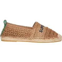 Superdry para mulher. WF110303A Alpargatas bordadas em ráfia castanha (40), Marrom, Tecido, Plano, Nenhum, Casual