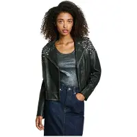 Pepe Jeans para mulher. PL402523 Casaco de fantasia preto (XS), Casual, Pele