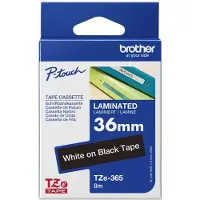 Brother TZe-365 fita branco sobre preto 36mm