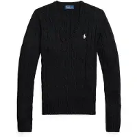 Ralph Lauren para mulher. 211971870002 Camisola de algodão em malha ecru preta (L), Preto, Casual