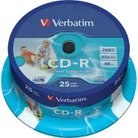 Verbatim Cd-r 700mb Imprimível 52x Velocidade 25 Unidades