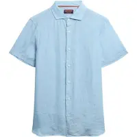 Superdry para homem. M4010937A Camisa de linho de manga curta Azul férias (M), Casual