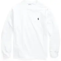 Ralph Lauren para menino. 323843804004 Camiseta de malha jersey de algodão branco ((M) 8/9años= 140/149cm), Casual, Manga comprida, mod