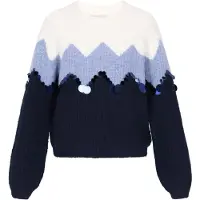IZIA Pullover azul claro / azul escuro / branco lã