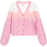 IZIA Casaco de malha cor-de-rosa / rosa claro / branco lã
