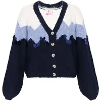 IZIA Casaco de malha marinho / azul céu / offwhite